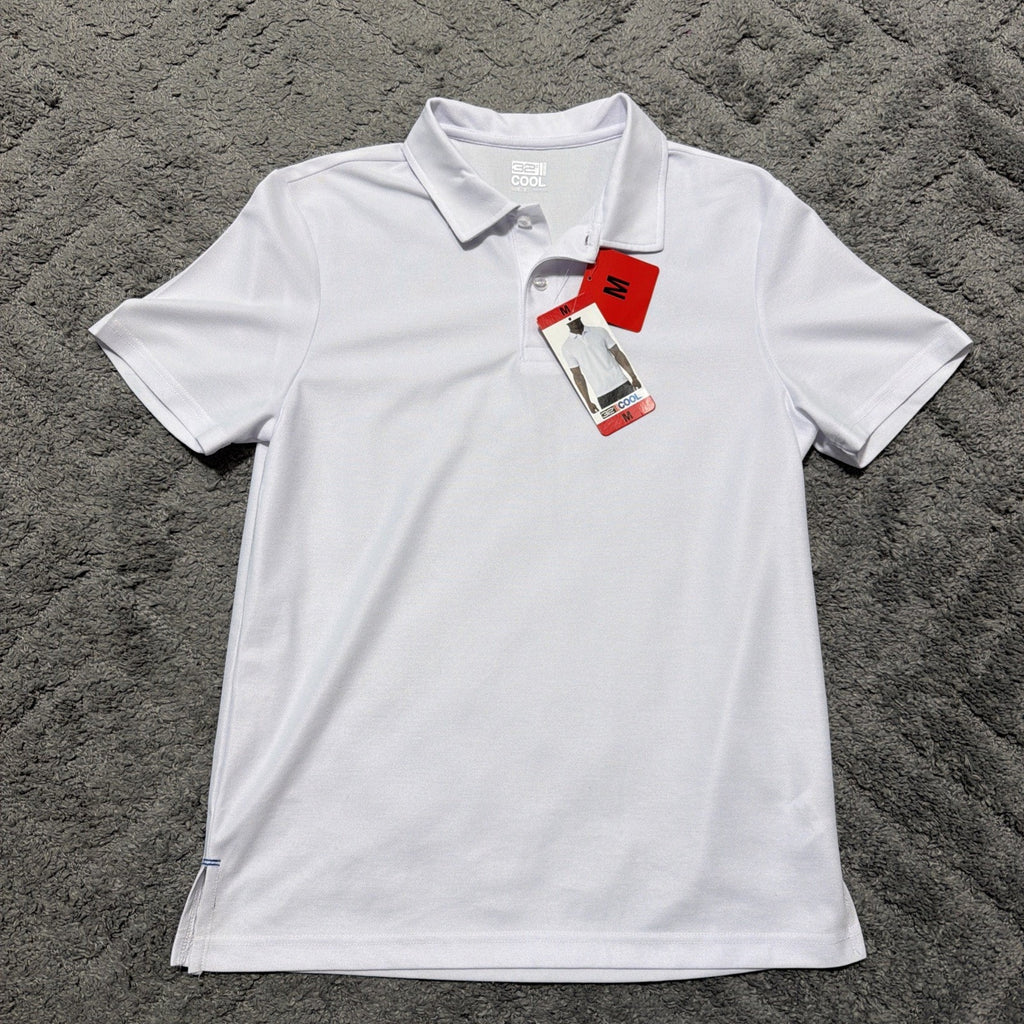 32 Degrees Cool Micropique Polo Shirt Mens Size M Medium White Short Sleeve NWT
