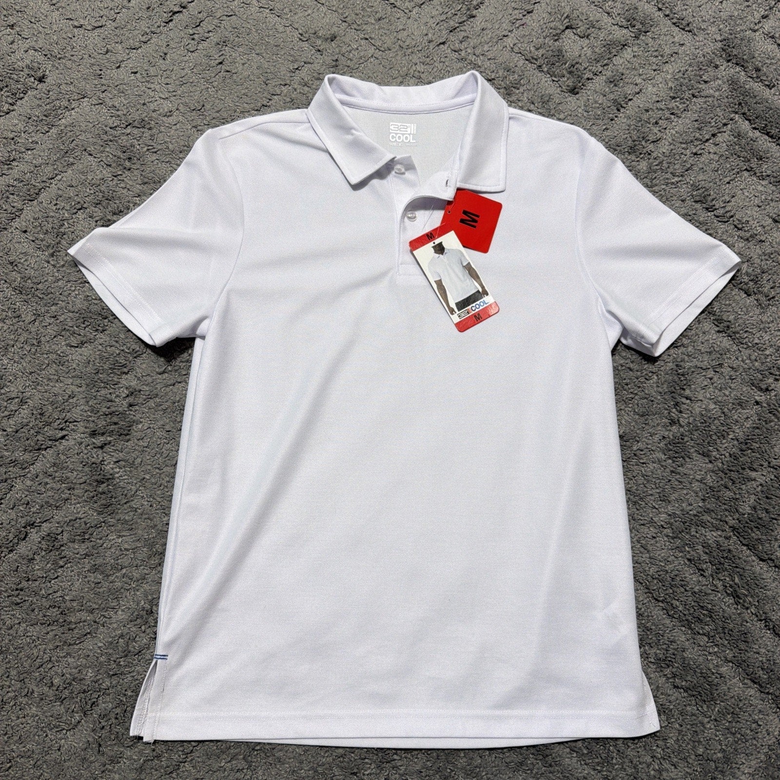 32 Degrees Cool Micropique Polo Shirt Mens Size M Medium White Short Sleeve NWT