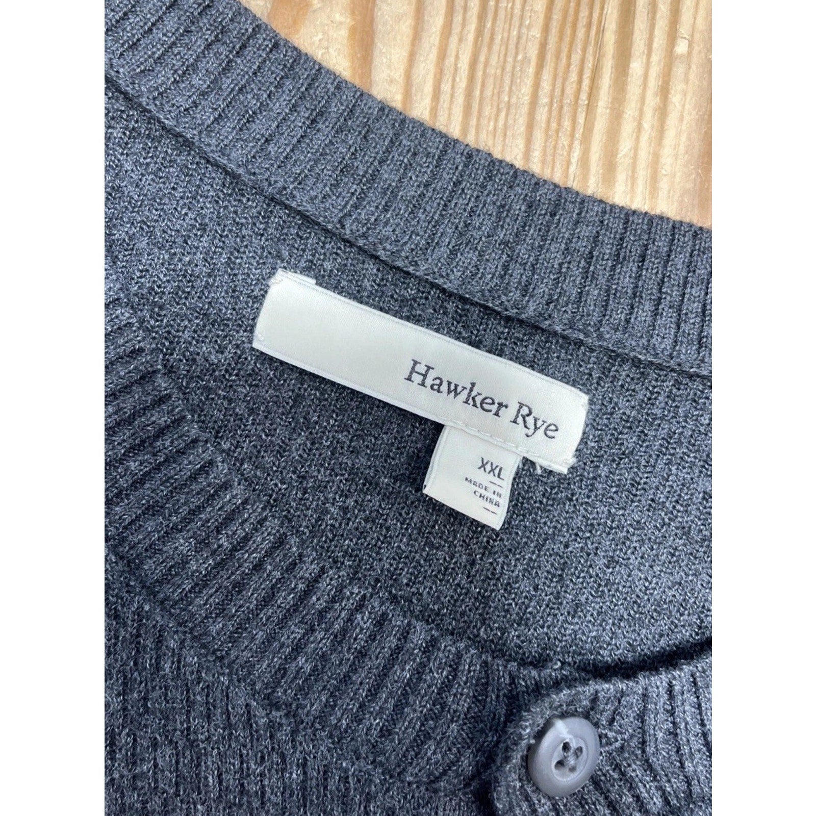 Hawker Rye Henley Sweater Men Size 2XL Charcoal Knit Cotton Long Sleeve Pullover