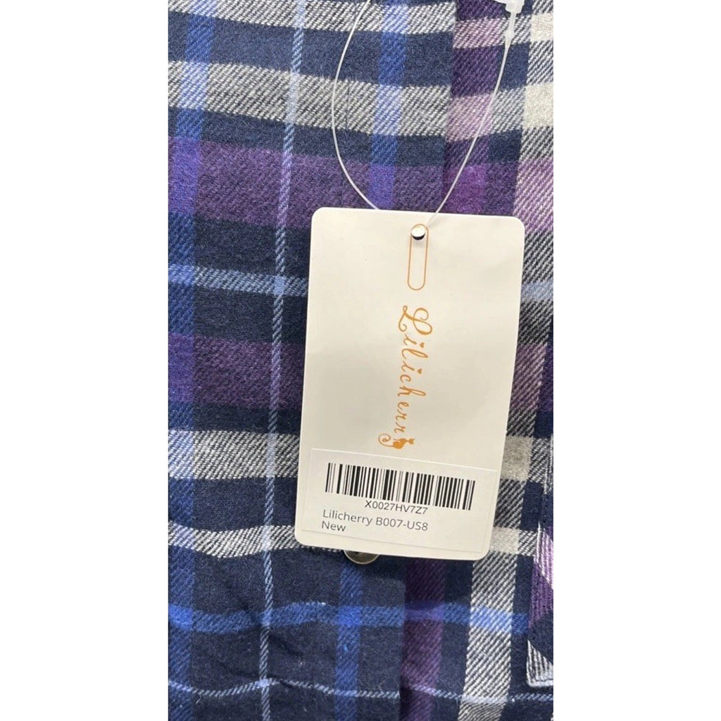 NWT Lilicherry Long Sleeve Plaid Flannel Button Up Shirt Size 8
