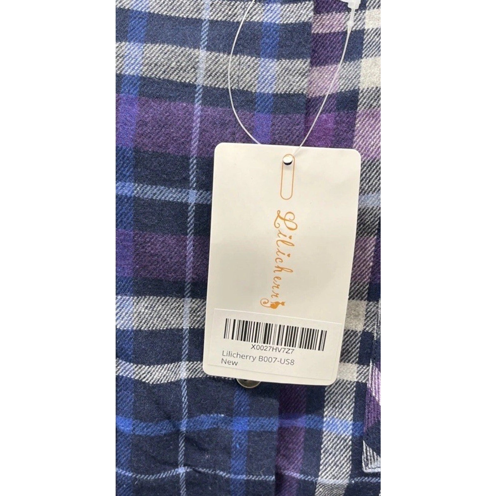 NWT Lilicherry Long Sleeve Plaid Flannel Button Up Shirt Size 8