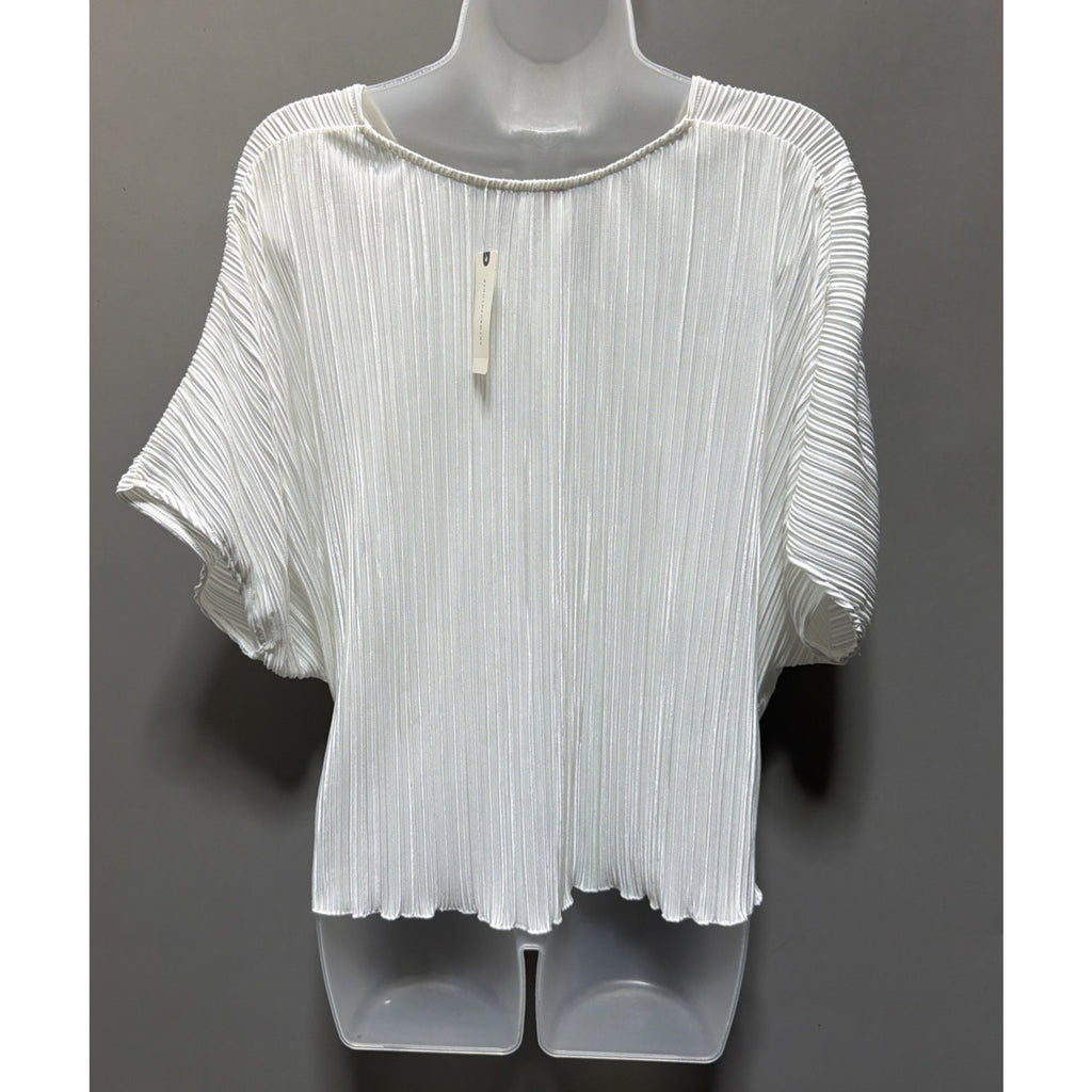 Anthropologie Eri + Ali White Pleated Dolman Sleeve Twist Front Top Womens S NWT