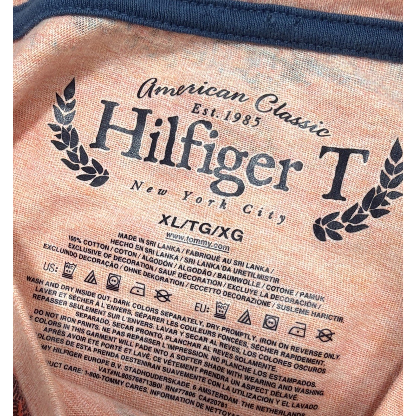 American Classic Hilfiger T Pink Shirt Palm Tree Island Beach Print Men's SizeXL