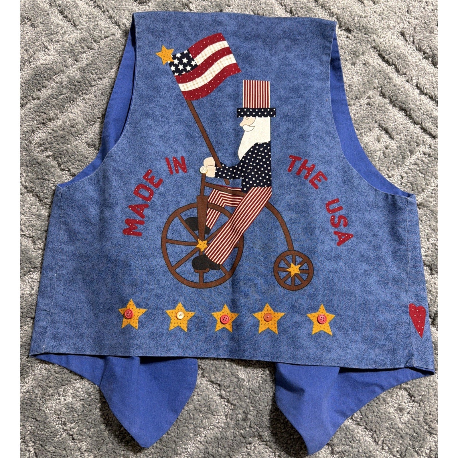 VTG Vest Adult Large Hand Made Patriotic America Uncle Sam Patchwork Grannycore