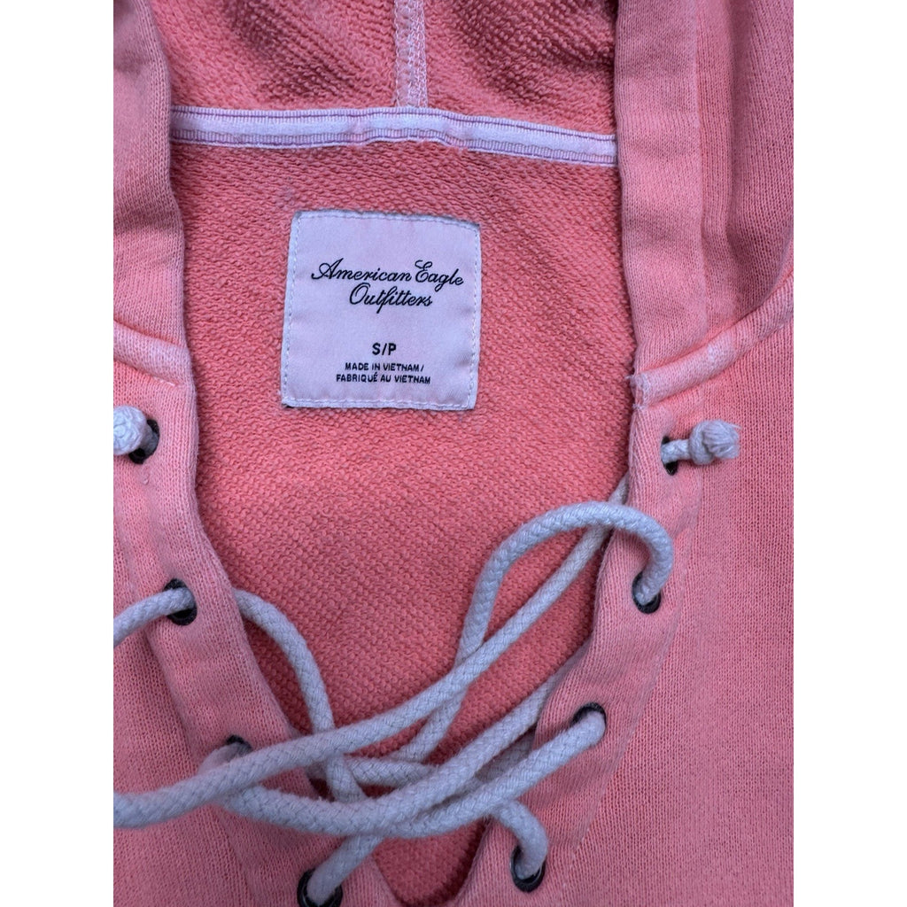 American Eagle Outfitters Lace Up Hoodie Peach Pink Size Small