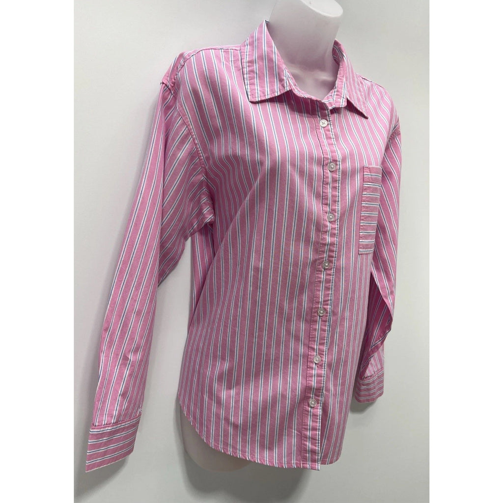Maurices Womens Size M Striped Long Sleeve Button Front Shirt