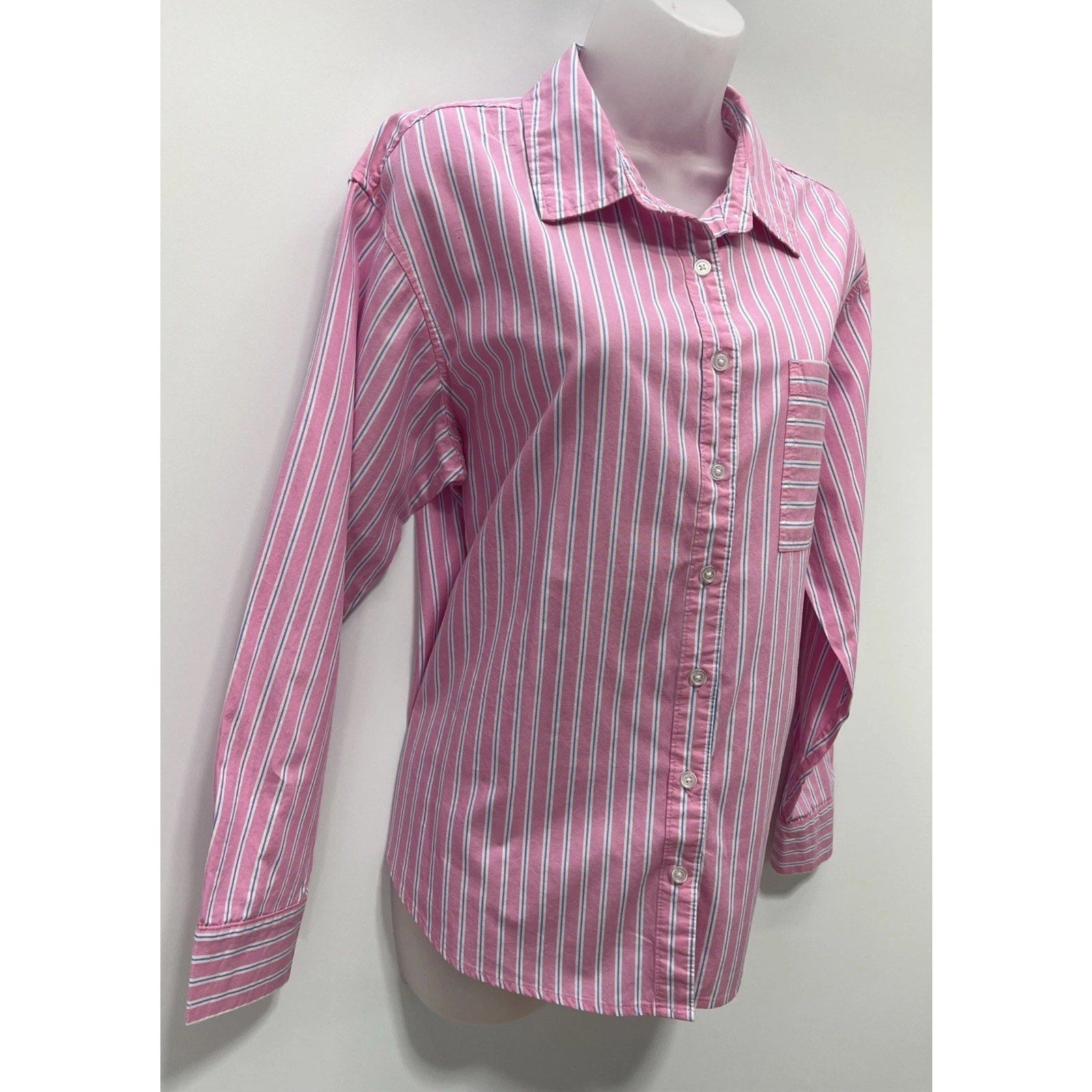 Maurices Womens Size M Striped Long Sleeve Button Front Shirt