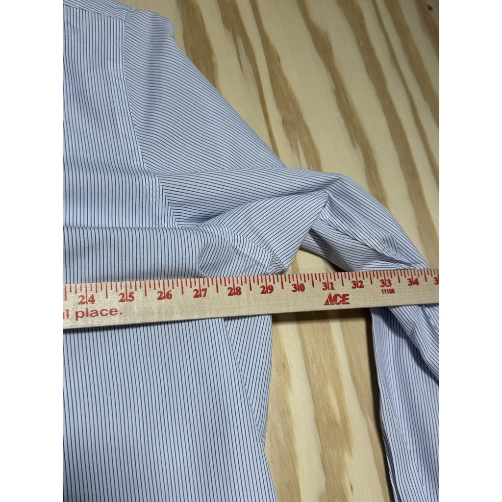 Dustin Mens Dress Shirt Blue Stripe Button Front Long Sleeve Cotton Blend NWT 17
