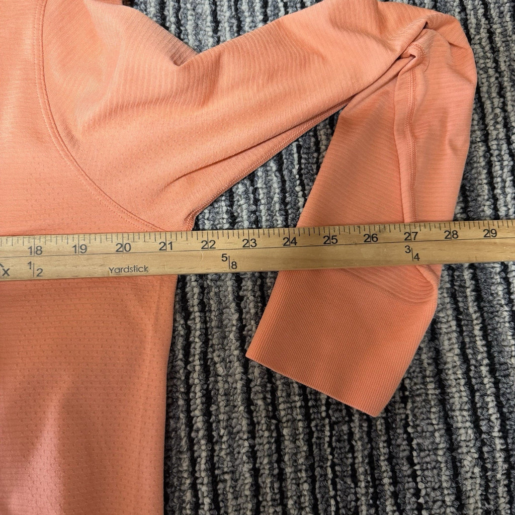 Lululemon Womens Coral Orange Long Sleeve Crew Neck Athletic Shirt Relaxed Fit