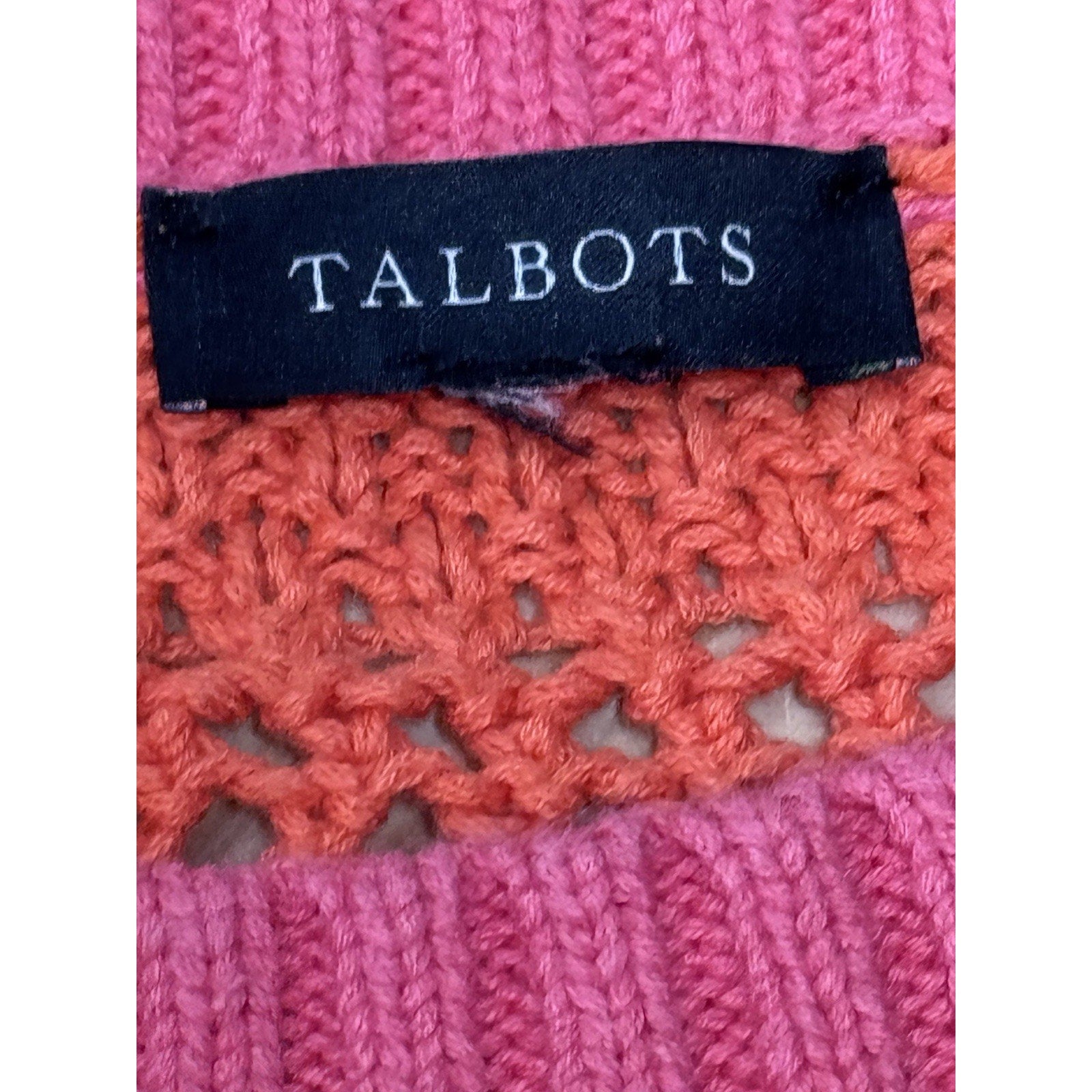 TALBOTS SWEATER Multicolor WOVEN Pastels COTTON WOMENS Medium M -No Tags