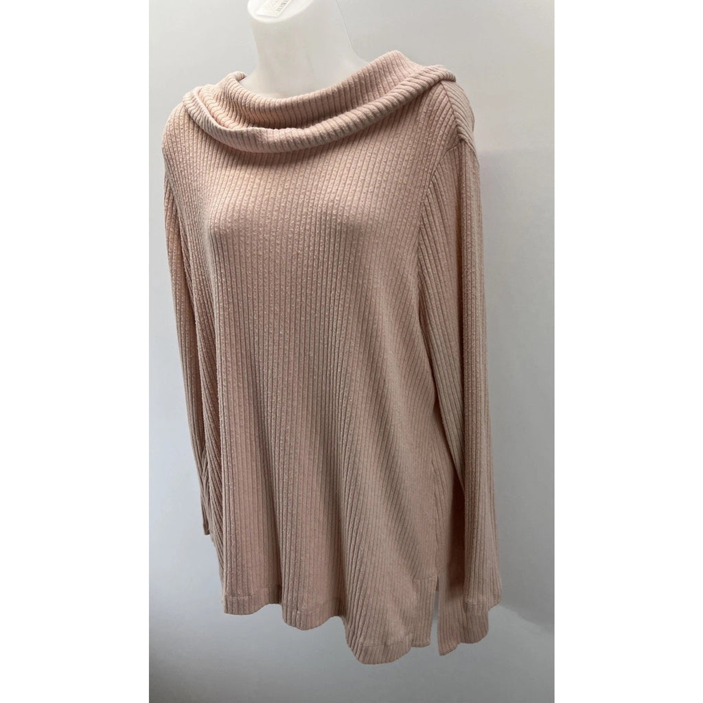 Zenergy By Chico's Womens Pink Turtle Neck Cable Knit Details Sweater Size 2