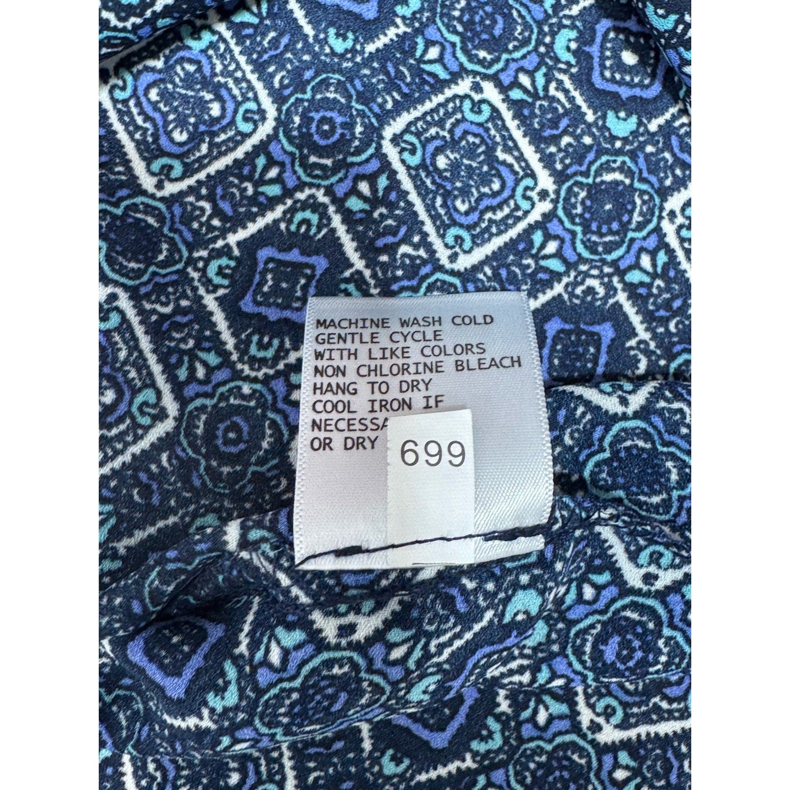 Cynthia Rowley Sleeveless Top Blouse Blue Tile Geometric Print Women’s Size M