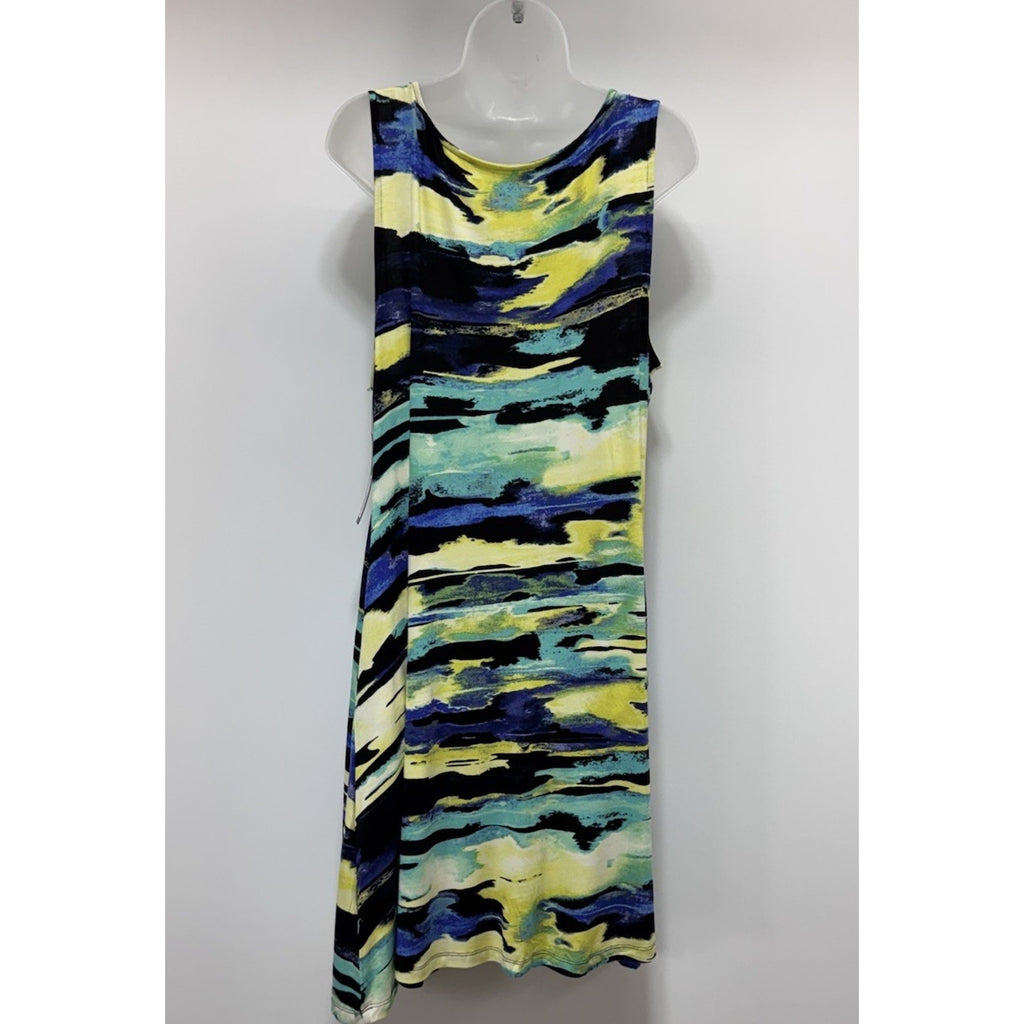 Apt. 9 Geometric Sleeveless Midi-Dress Black Purple Yellow Women’s Size 1X