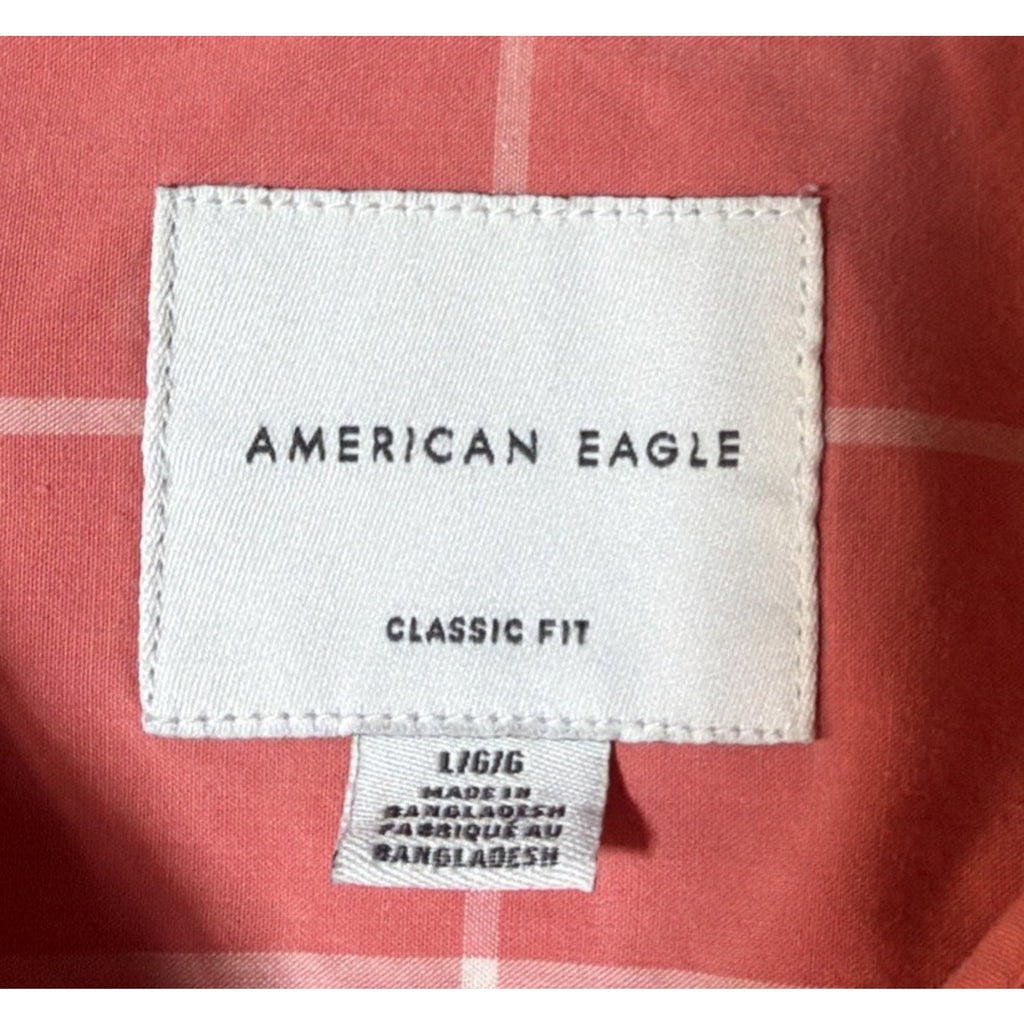 American Eagle Outfitters Shirt Men’s Size L Pink White Classic Fit Long Sleeve