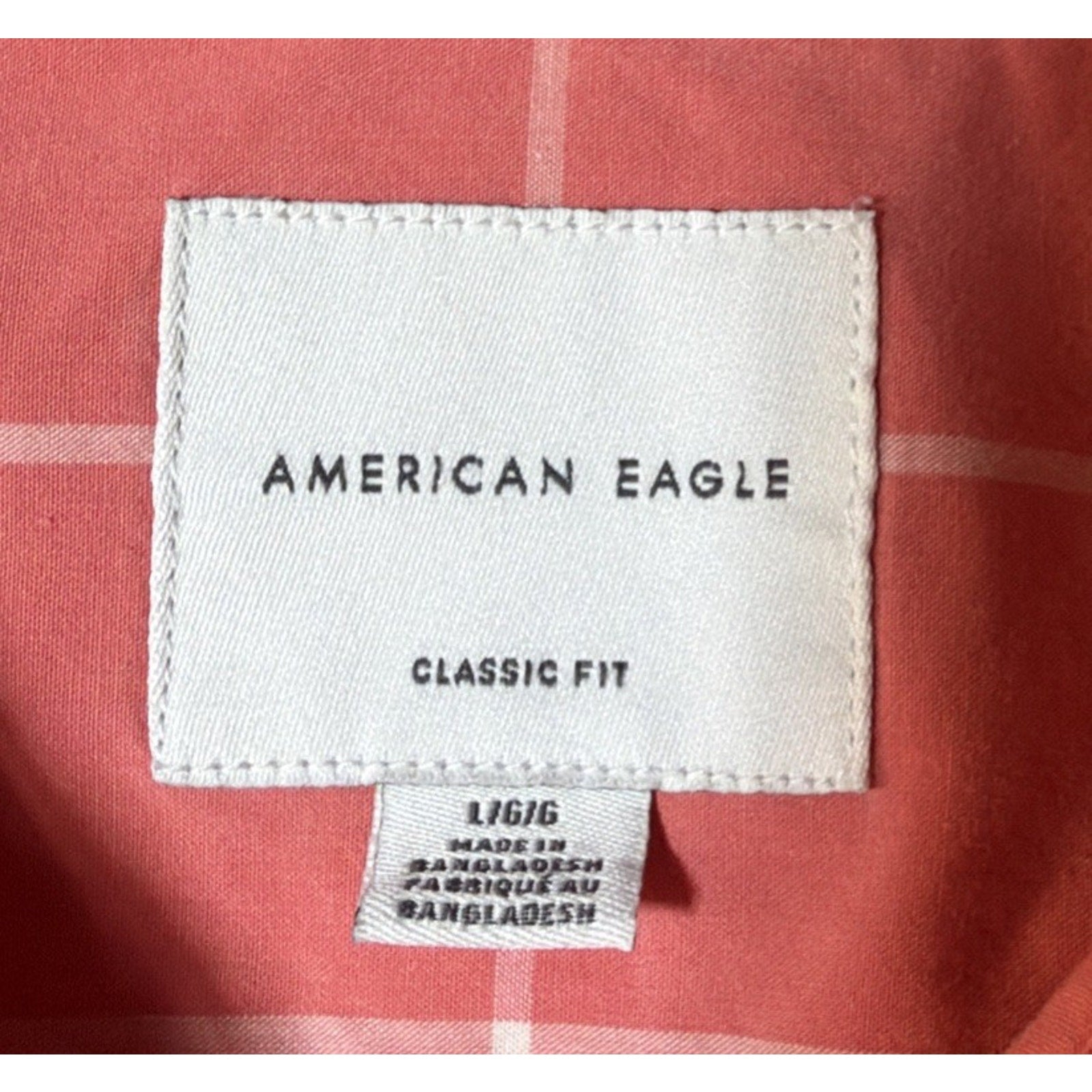 American Eagle Outfitters Shirt Men’s Size L Pink White Classic Fit Long Sleeve