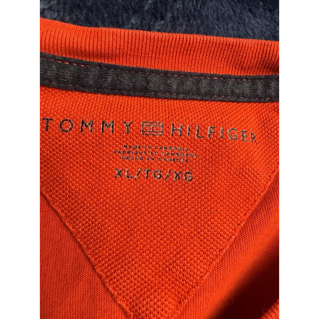 TOMMY HILFIGER T-Shirt Men's XL Red Short Sleeve Crew Neck 100% Cotton Pullover