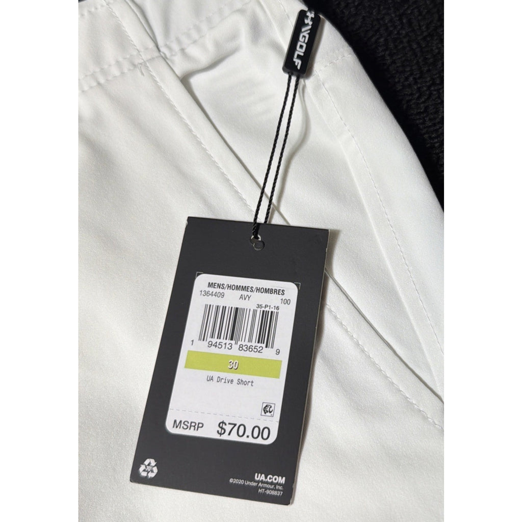 Under Armour Golf Shorts Mens 30 White UA Drive Performance 10" Inseam 1364409