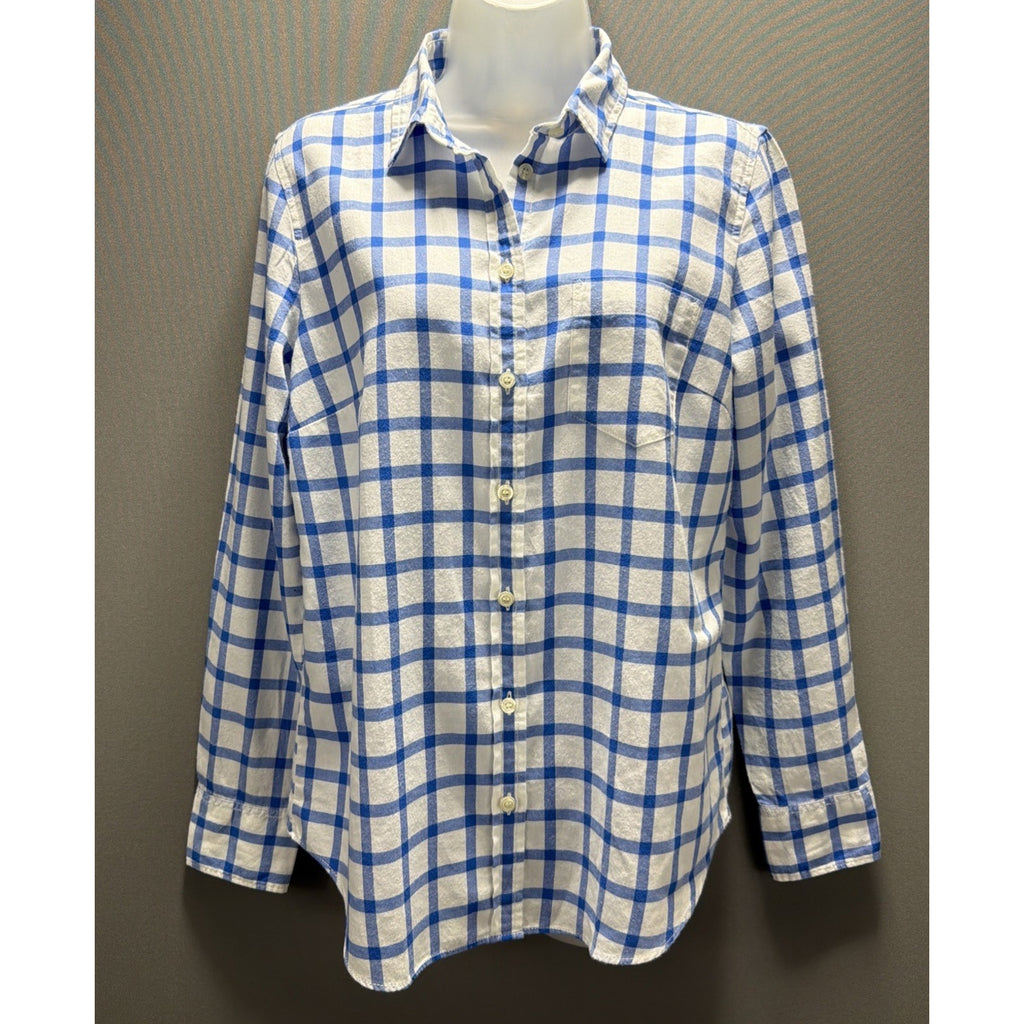 J. Crew Women’s Small Blue Check Plaid Lightweight Flannel NWT