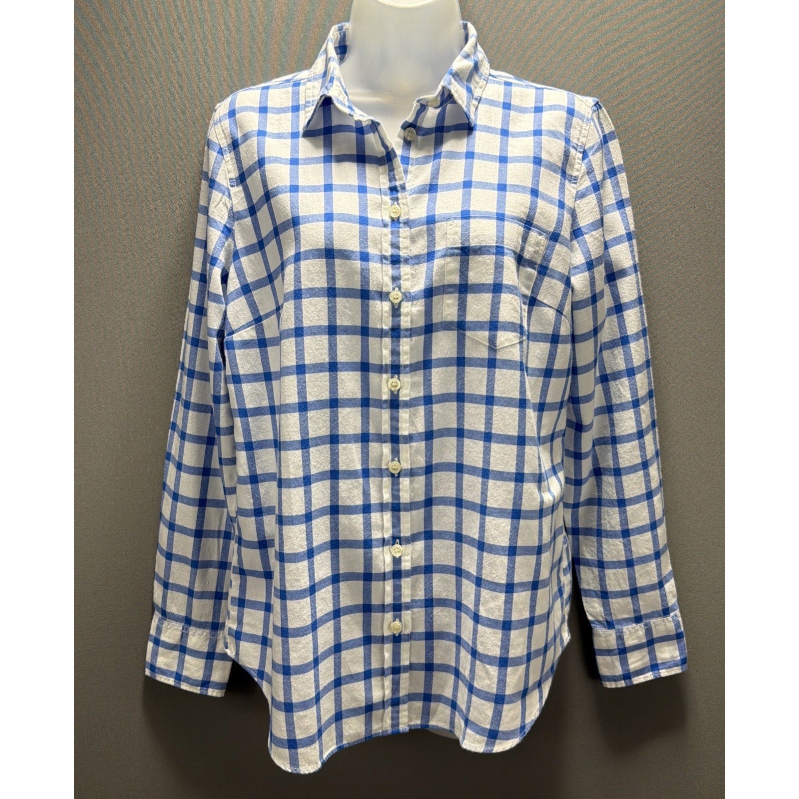 J. Crew Women’s Small Blue Check Plaid Lightweight Flannel NWT