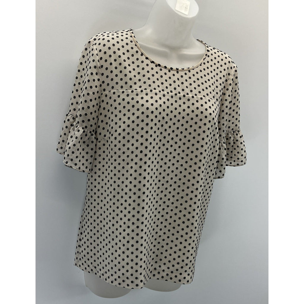 Classic J. Crew Short Sleeve Lined Blouse Size M Ivory White Flutter Sleeve