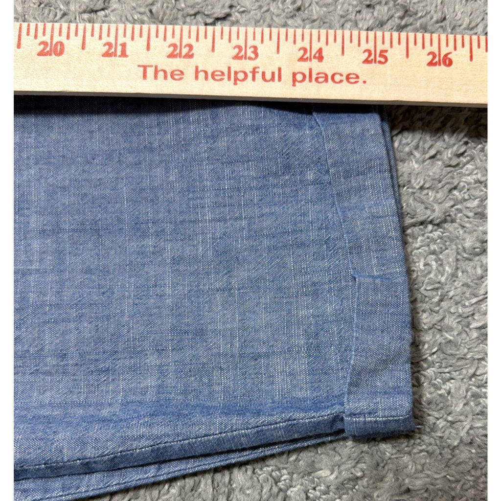 J Crew Cotton Pants Womens M Blue Chambray Drawstring Pull On Casual Cropped