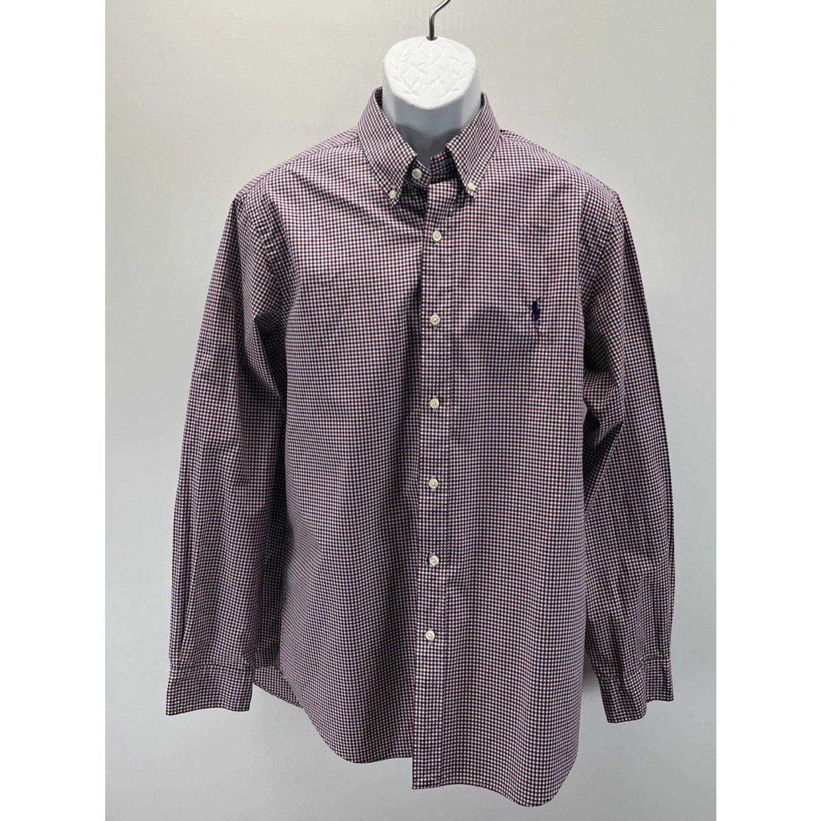 Ralph Lauren Red White And Blue Check Classic Fit Button Long Sleeve Shirt L