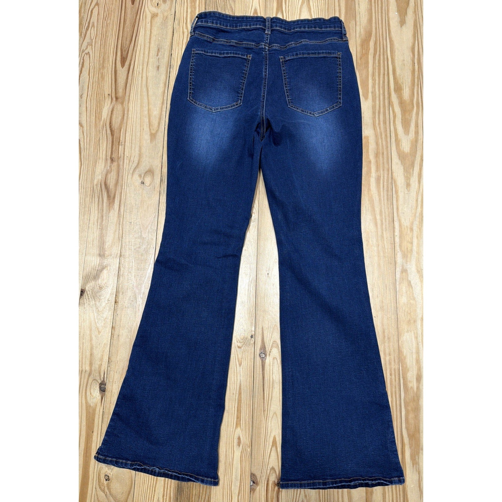 Wonderly Jeans Women's Size 12 High Rise Flare Dark Wash Denim Retro Boho Blue