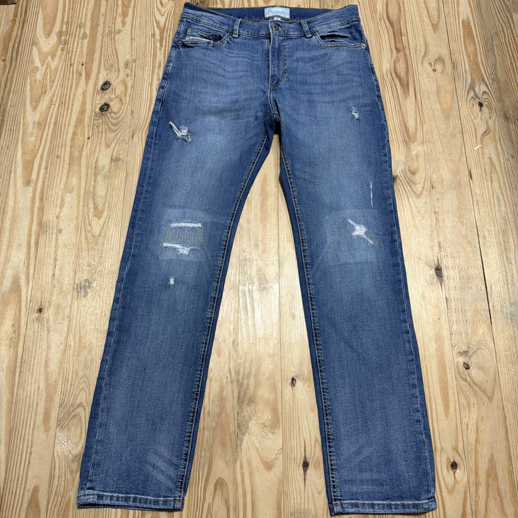Denim Jeans Sun + Stone Mens Athletic Skinny Fit Distressed Blue 31x32
