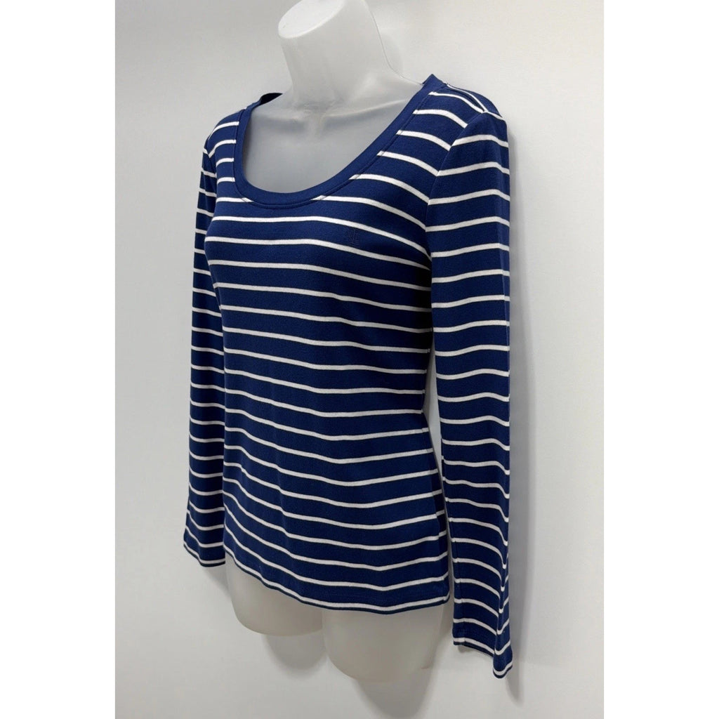 Lauren Ralph Lauren Womens Top Size L Blue Striped Knit Shirt Long Sleeve