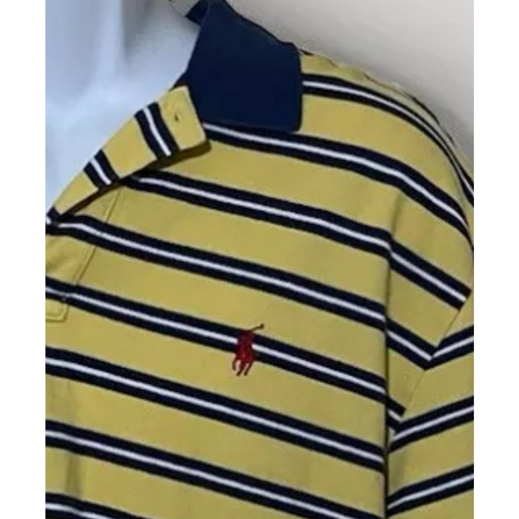 Polo By Ralph Lauren Men's Yellow/Navy Striped Short Sleeve XL