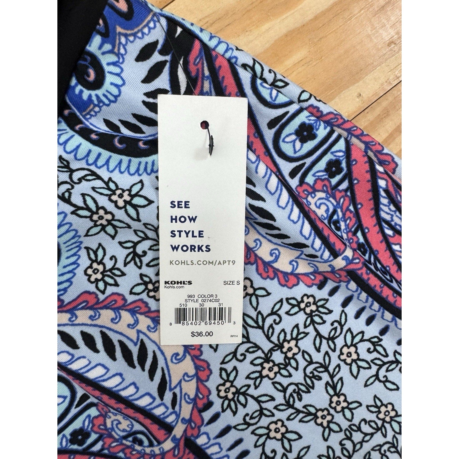 Apt. 9 Blue Paisley Elastic Top Multi-colored Maxi Dress Women’s Size Small NWT
