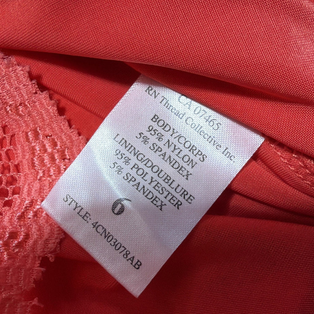 NWT A.B.S. Collection Coral Lace Sheath Dress Womens 6 Cocktail Wedding Midi