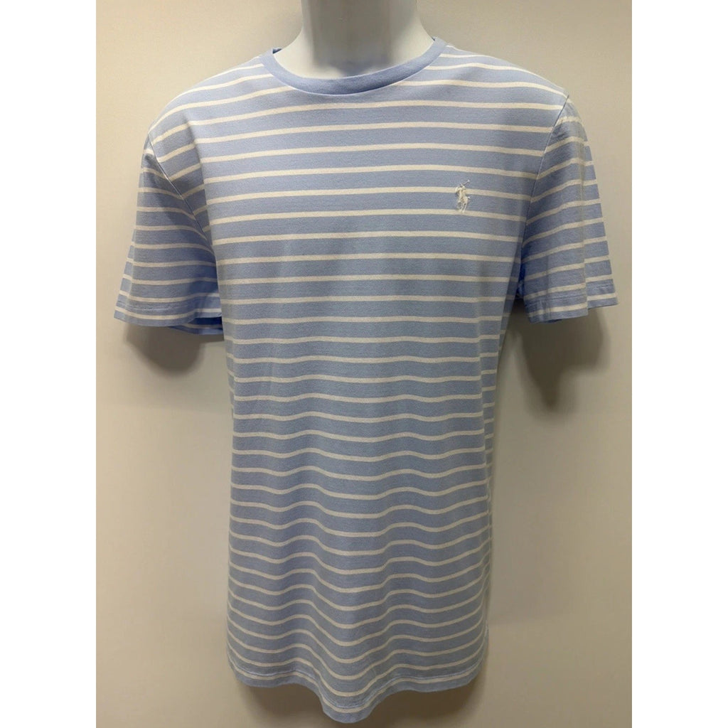 Genuine Polo Ralph Lauren Custom Slim Fit Stripe Jersey L T -shirt -Blue EUC