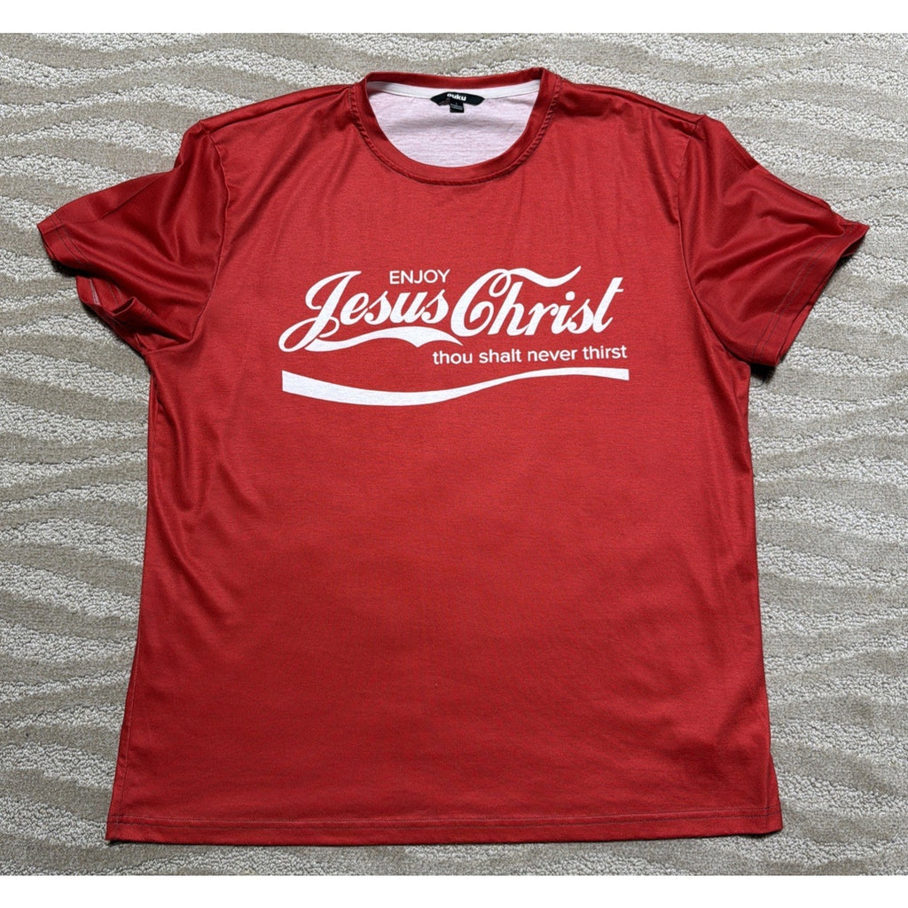 Ouku Jesus T-Shirt Christianity Mens L Funny Religious God Bible Enjoy Top
