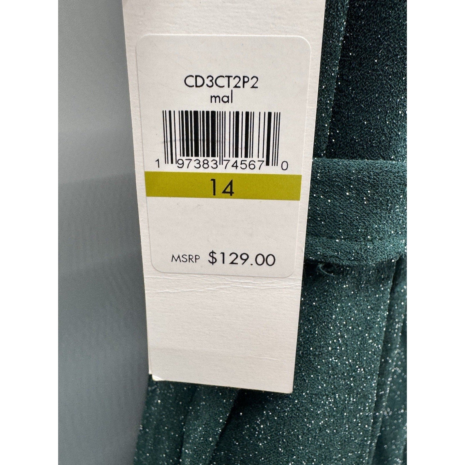 Calvin Klein Green Metallic Cropped Jumpsuit Belted Lined Women’s Size 14 NWT