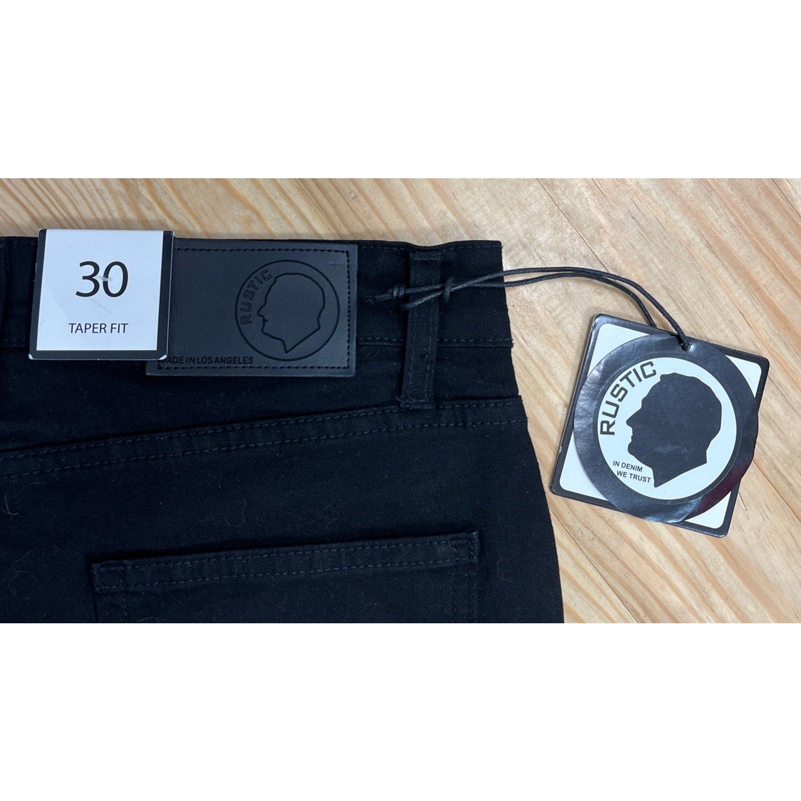 Rustic Dime Jeans Taper Fit Size 30 x 32 Black , Double knee (NWT)