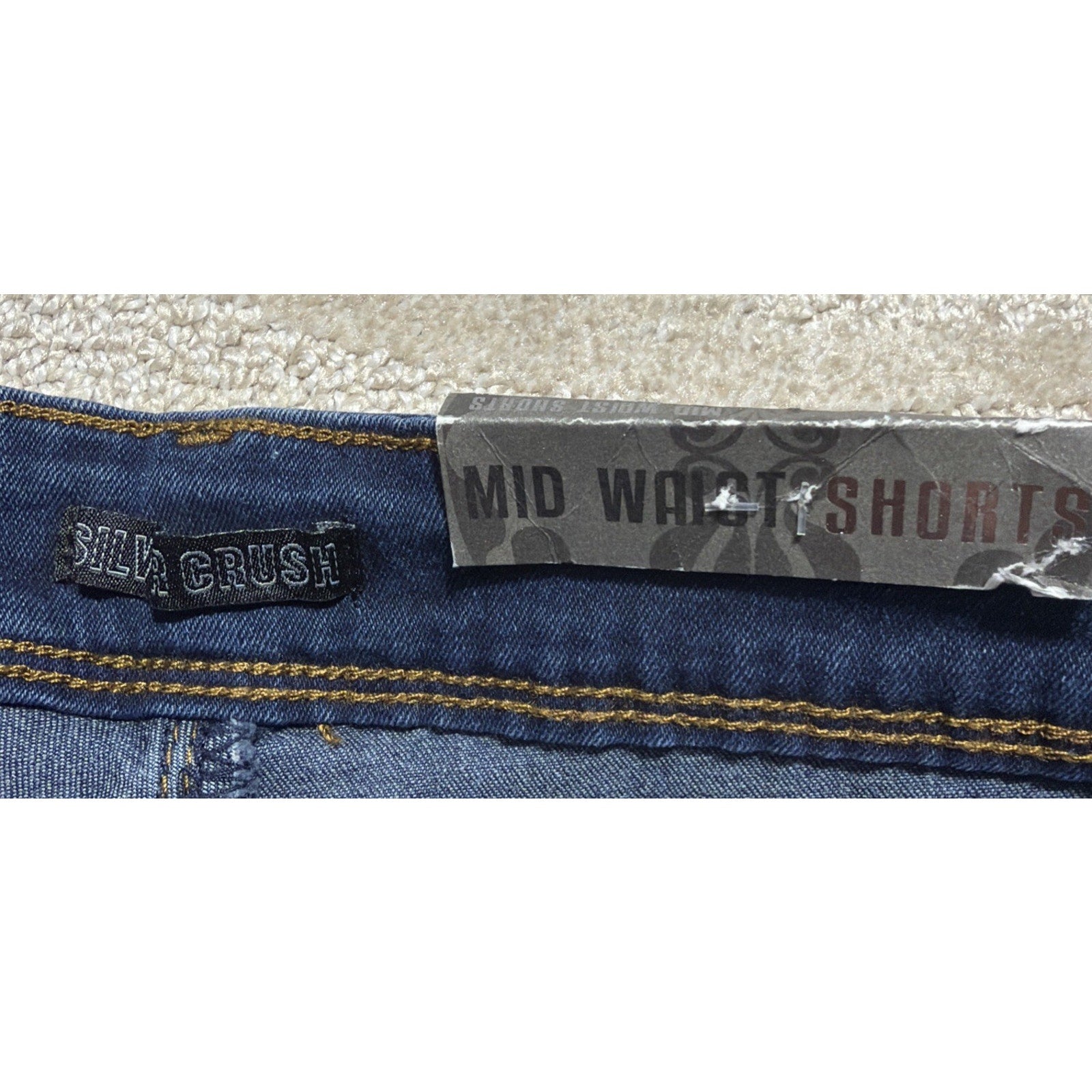 Silver Crush Shorts Blue Denim Jean Mid Rise Stretch Size 3/26 NWT