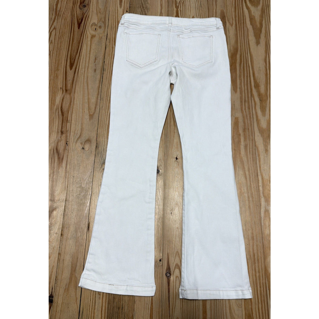 Happily Grey Jeans Womens 9/29 White Flare Leg High Rise Retro Style Stretch