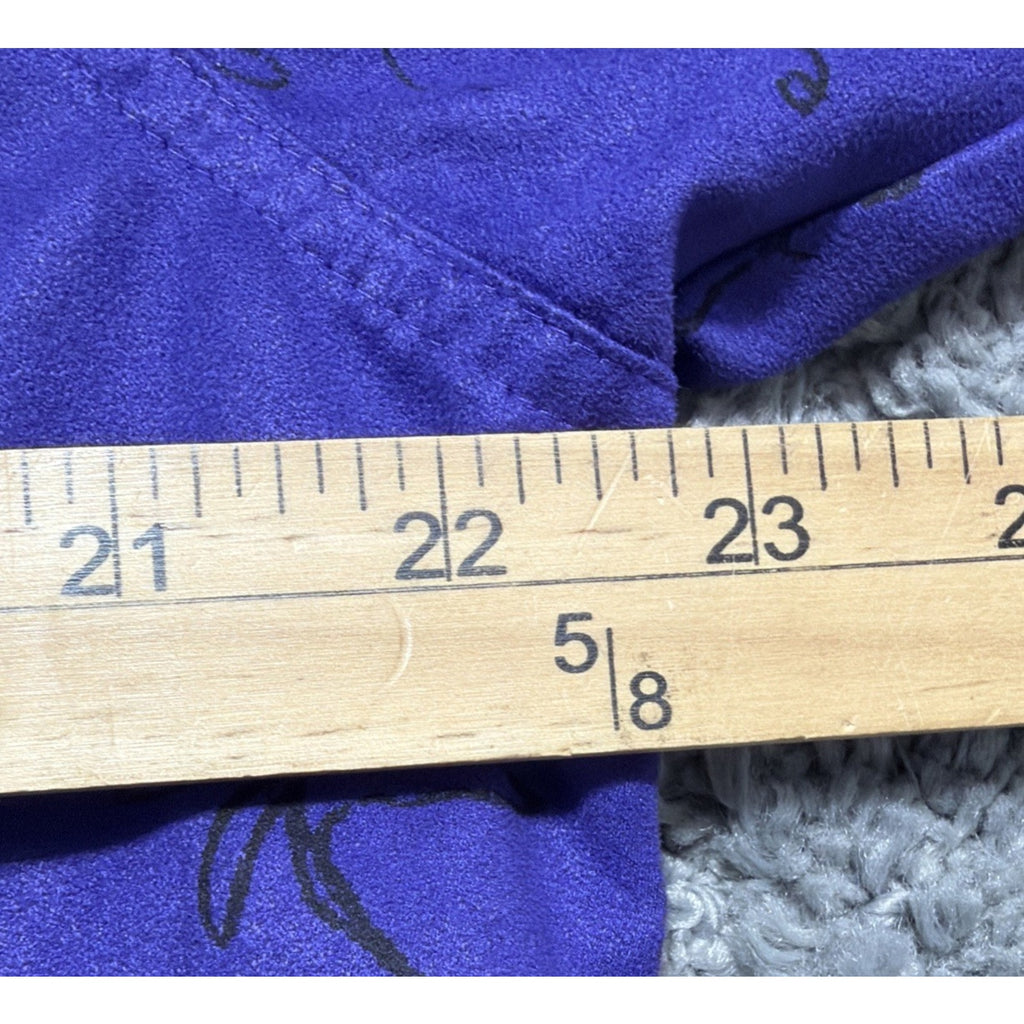 Chicos Safari Button Down Top L (2) Purple Microfiber Animal Print Blouse