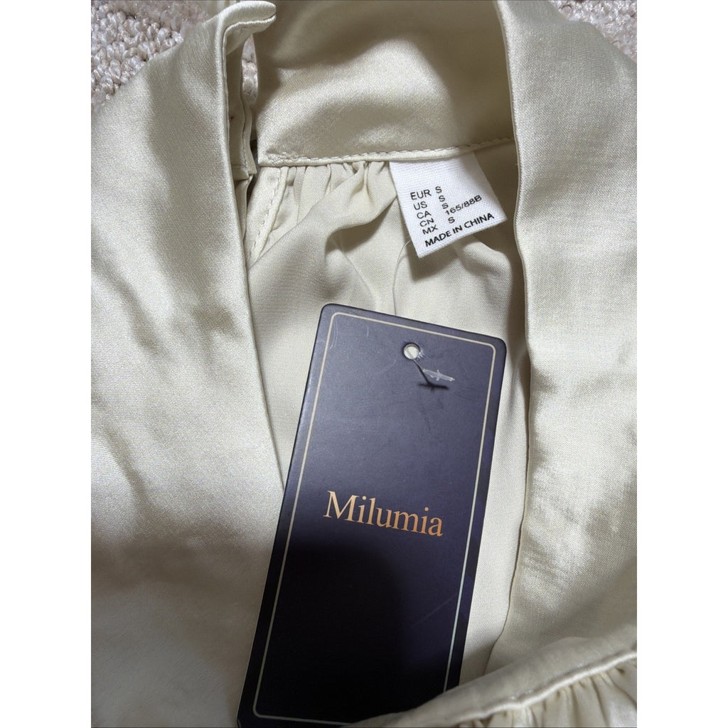 NEW Milumia Elegant Keyhole Sleeveless Satin Halter Tank Blouse Size Small