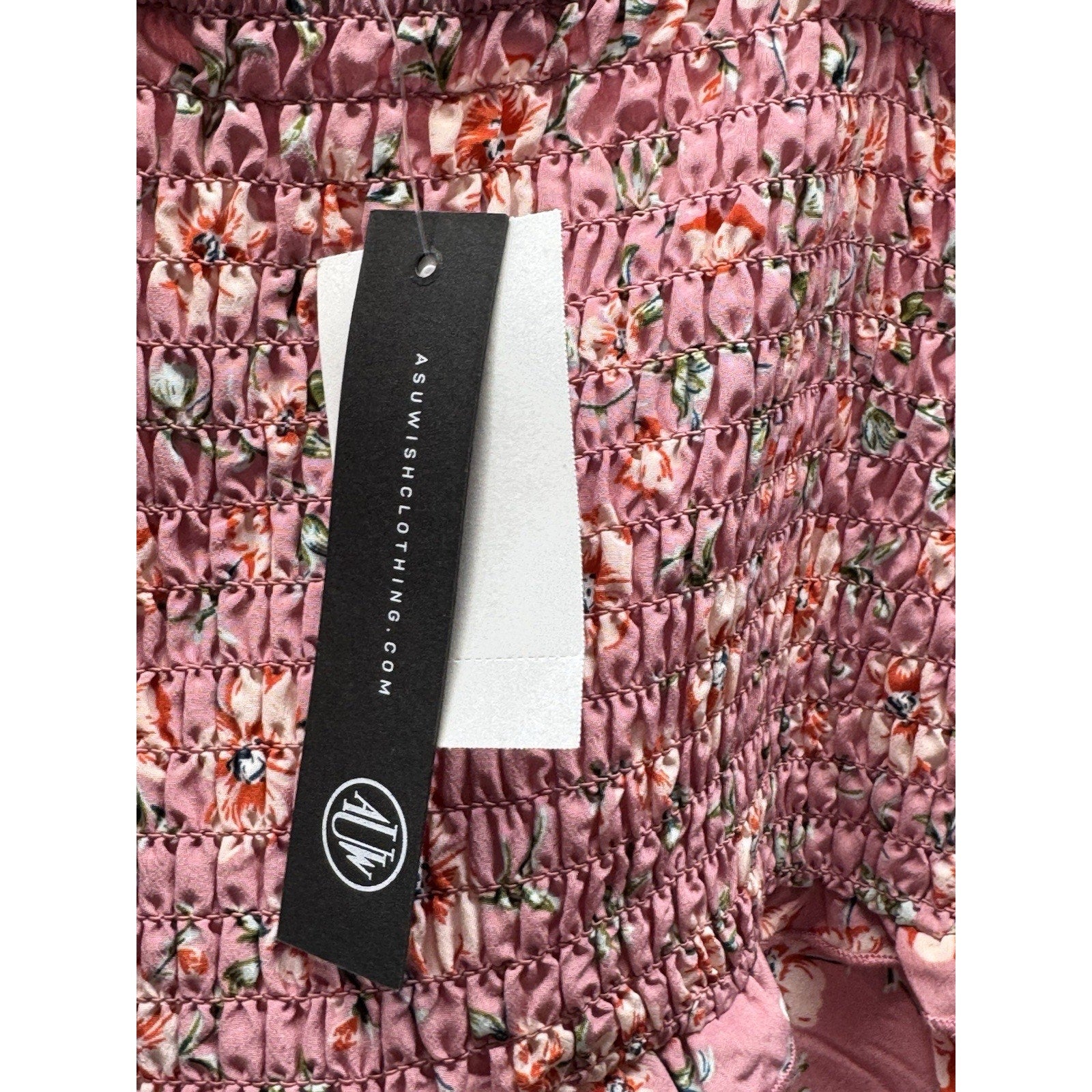 As U Wish Women’s Floral Pink Halter Bow Dress Size Medium Mini Pockets