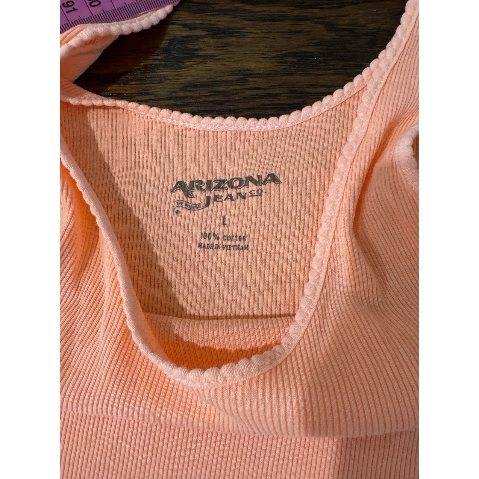 ARIZONA JEANS CO. Ribbed Tank Top Spaghetti Strap Neon Coral Large NWT