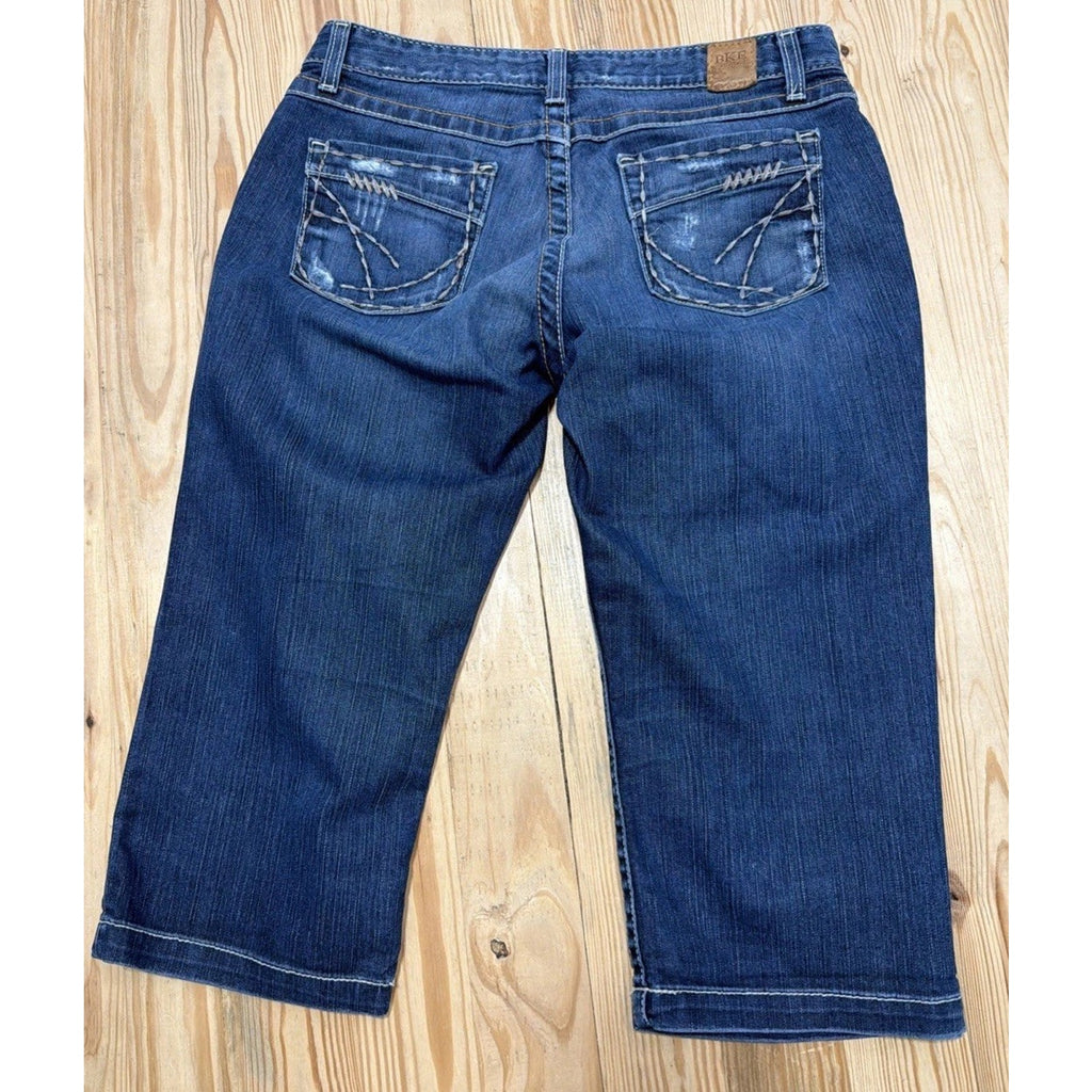 BKE Buckle Jeans Womens 30x19 Blue Kate Capri Stretch Mid Rise Distressed Denim