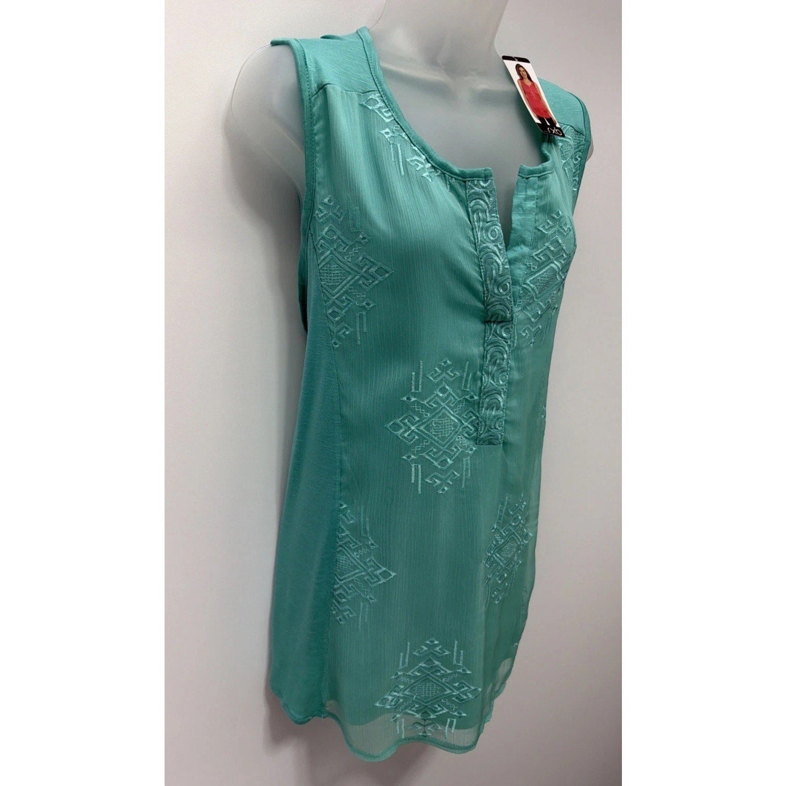 RXB Sleeveless Calypso Pool Blue Lined Blouse XXL NWT
