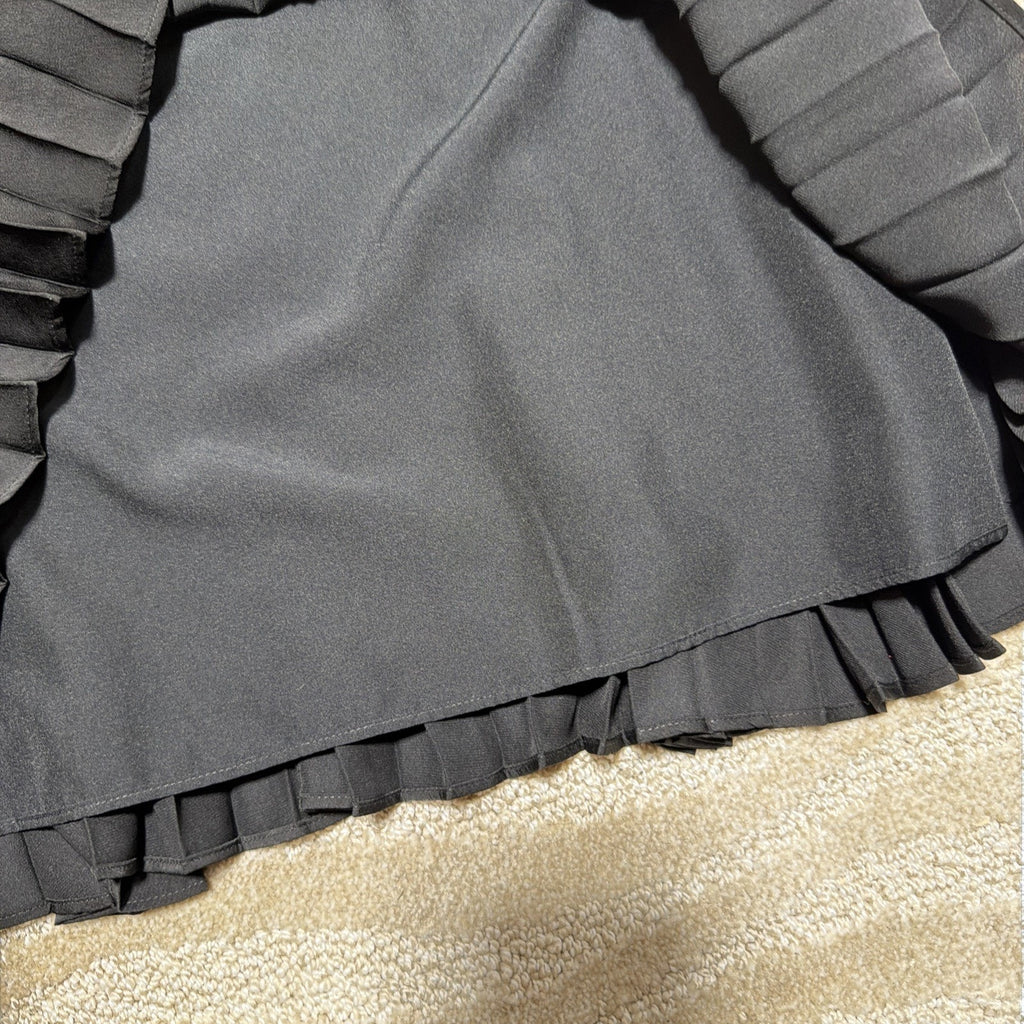 New Express Black V-neck Pleated Lined Mini Dress Size L NWT 88$ Msrp