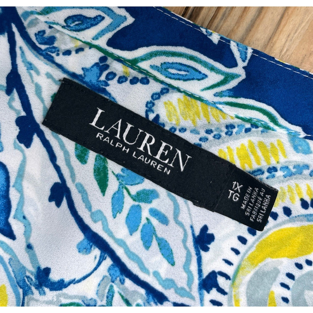 Lauren Ralph Lauren Paisley Print Georgette Blouse Top Size 1X