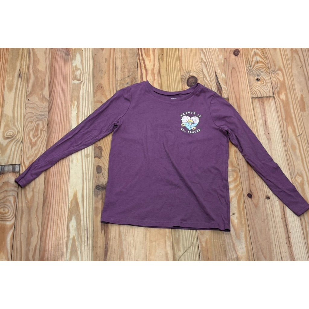 Oshkosh Moon Beauty Is All Around T-Shirt Top Girls Long Sleeve Lilac Size 12