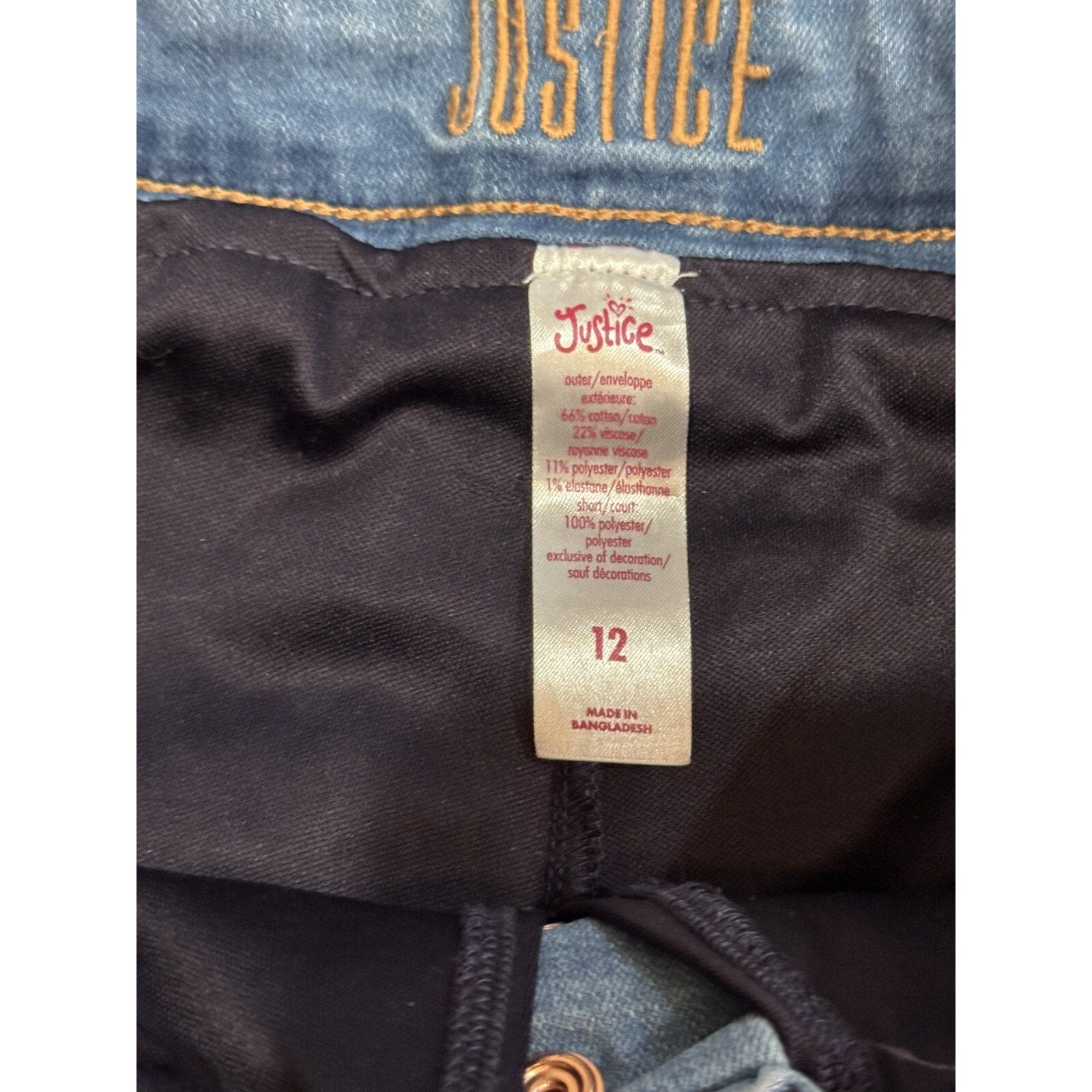 Justice - Denim Skort - Size 12- With Pockets - NWOT Button Front
