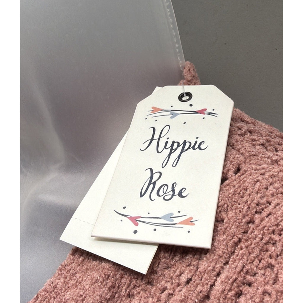 New Hippie Rose Sweater Womens XS Cardigan Open Mauve Boho Long Pockets L/S
