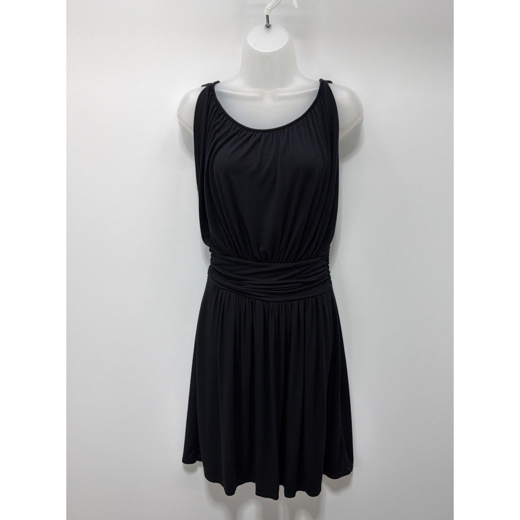 Express SMALL Black Dress Lined Knit pullover sleeveless belted waist stretch